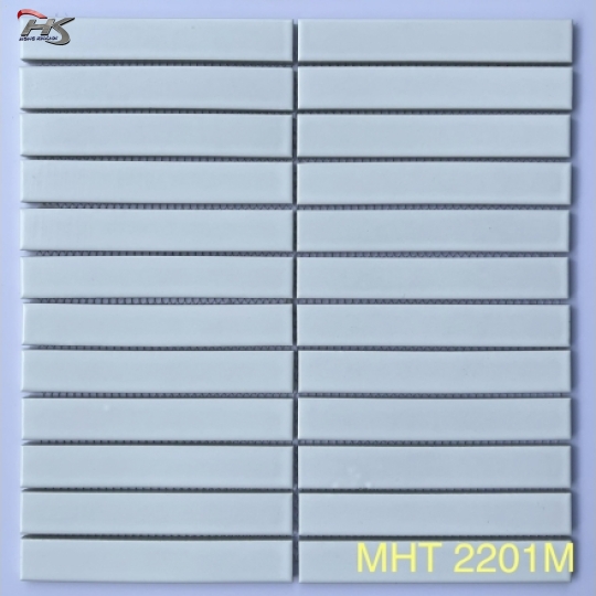 GẠCH MOSAIC QUE ĐŨA MÀU TRẮNG MEN TRƠN MHT 2201M