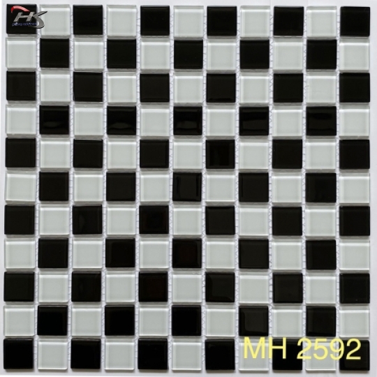 GẠCH TRANG TRÍ MOSAIC THỦY TINH TRẮNG ĐEN MH 2592