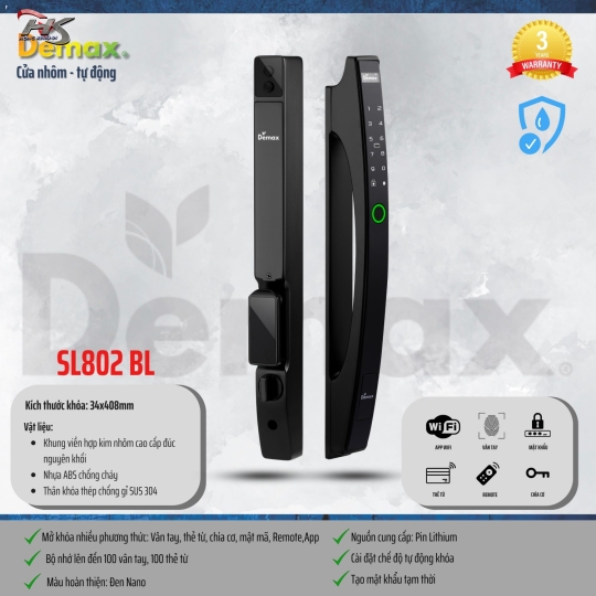 KHÓA THÔNG MINH DEMAX SL802 BL - APP