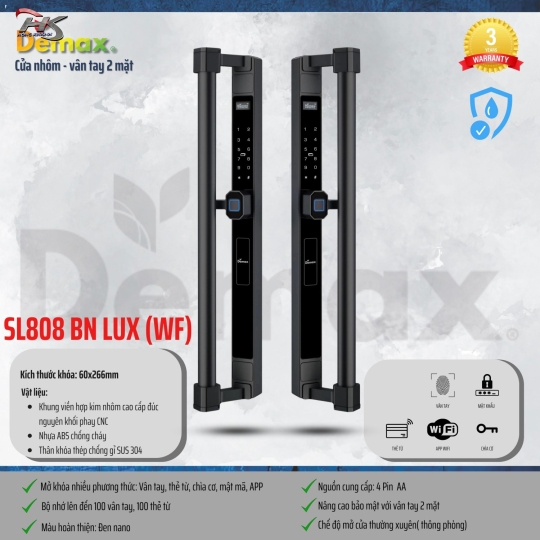 KHÓA THÔNG MINH DEMAX SL808 BN LUX