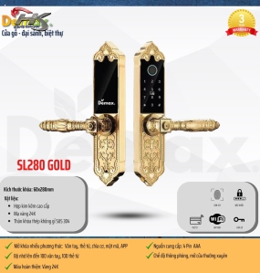 KHÓA PHÒNG BIỆT THỰ ĐẠI SẢNH DEMAX SL280 GOLD - APP
